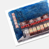 Katz's Deli Watercolor Print New York City