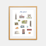 New York City Watercolor Collage Art Print