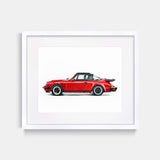 1984 Porsche 911 Targa Red Print White Frame