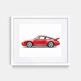 1997 Porsche 911 Red Art Print White Frame