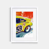 GT Racer Porsche 911 Illustration Print Black Frame by Stephen Selzler