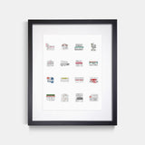 NYC Restaurant Collage Illustration Art Print