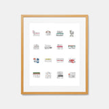 NYC Restaurant Collage Illustration Art Print