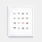 NYC Restaurant Collage Illustration Art Print