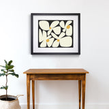 Flowers Black Yellow Abstract Art Print Black Frame