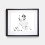 Stevie Wonder Hand Drawn Illustration in Recording Studio With Black Gallery Frame