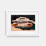Wing Lamborghini Countach Art Print White Frame