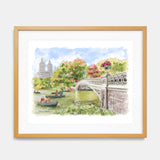 Central Park Bow Bridge Watercolor Art Print