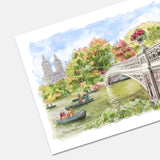 Central Park Bow Bridge Watercolor Art Print