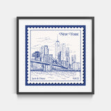 Personalized Vintage NYC Stamp Art Print