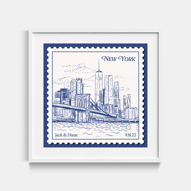 Personalized Vintage NYC Stamp Art Print