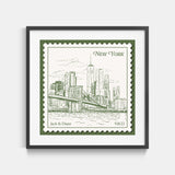 Personalized Vintage NYC Stamp Art Print