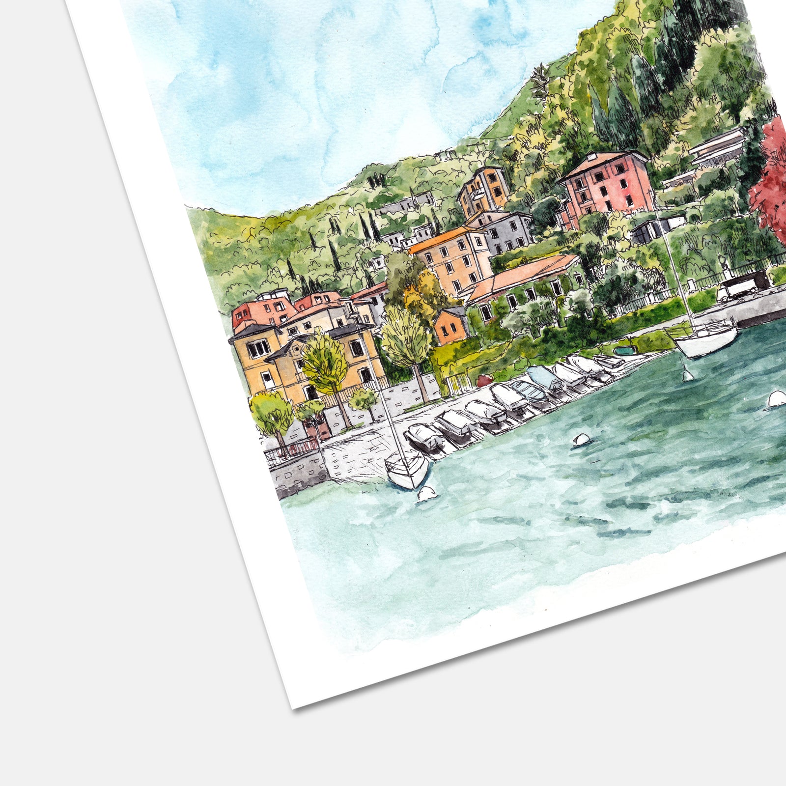 Pescallo Original hand painted by Piero outlet Lake como italy watercolor italian landscape lake como italy painted print lake como