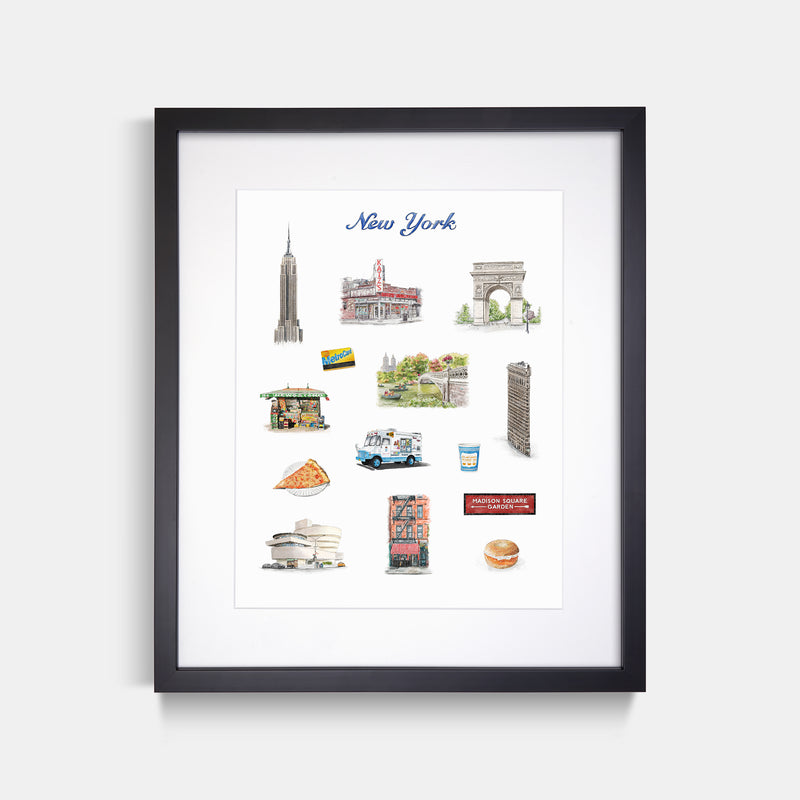 New York City Watercolor Collage Art Print