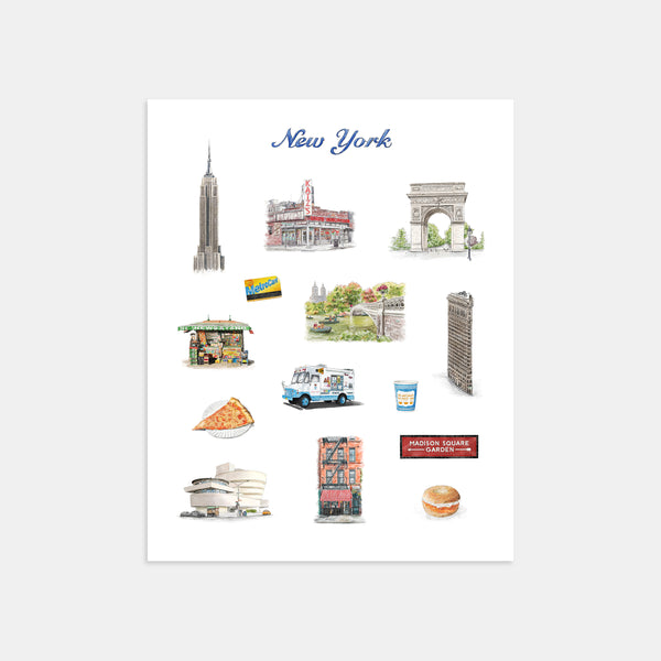 New York City Watercolor Collage Art Print