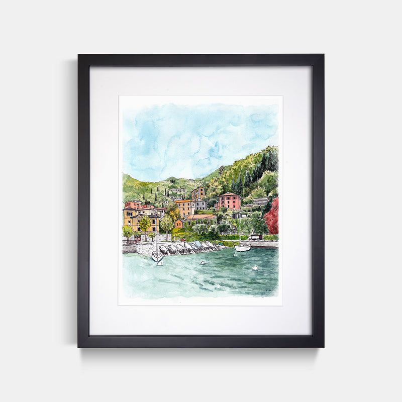 Lake Como Varenna Italy Watercolor Print