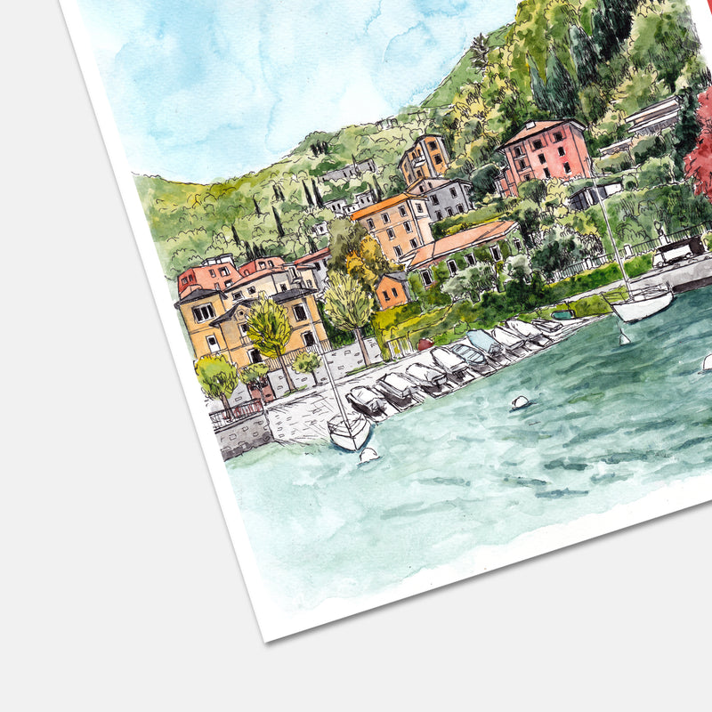 Lake Como Varenna Italy Watercolor Print