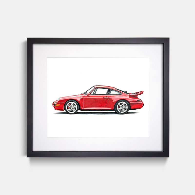 1997 Porsche 911 Red Art Print Black Frame