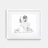 Stevie Wonder Hand Drawn Illustration in Recording Studio With White Gallery Frame